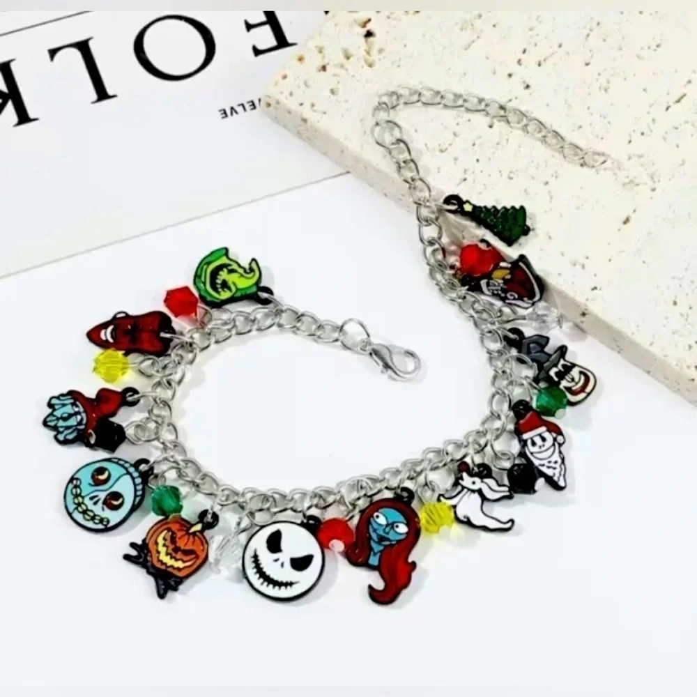 Halloween Bracelet Charm Goth Punk Skater Scary Spooky Party Pumpkin - Picture 5 of 8